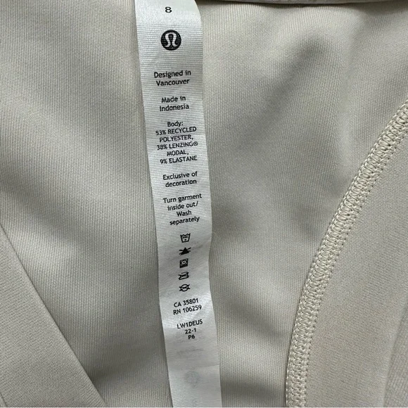 Lululemon Ease of it All V-Neck Midi Dress SZ 8 White Opal Athleisure Casual GUC - Picture 2 of 11